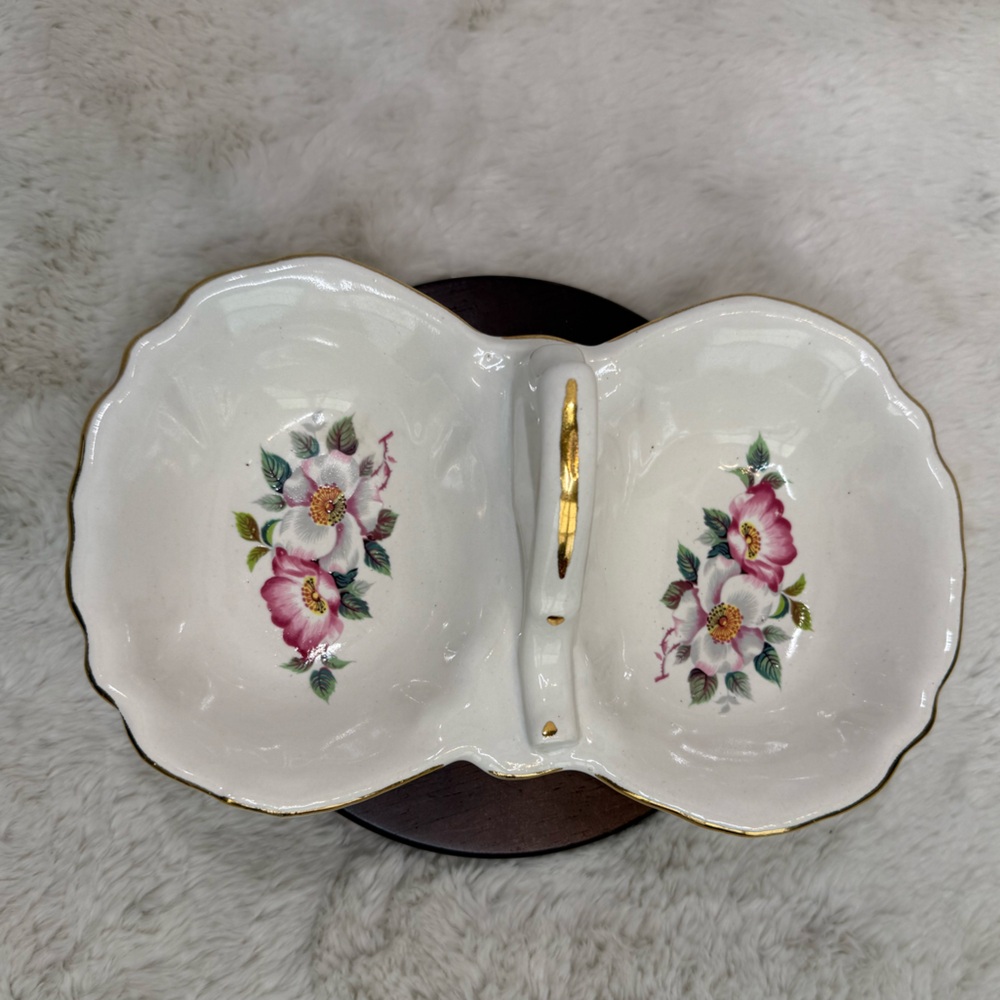 VTG House of Webster Wild Briar Rose divided ceramic serving dish